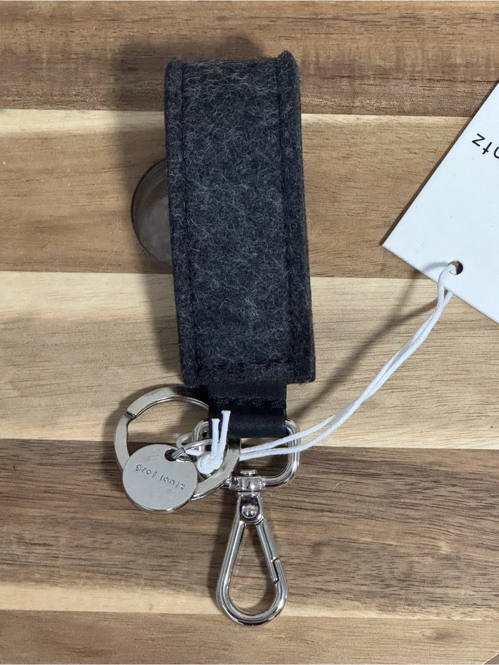 Graf Lantz Merino Wool Felt Loop Key Fob Charcoal Black NWT